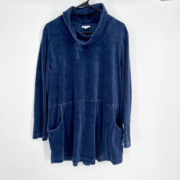 J.jill Purejill Navy Cowl Tunic‎ top Velour size XL - Picture 1 of 5